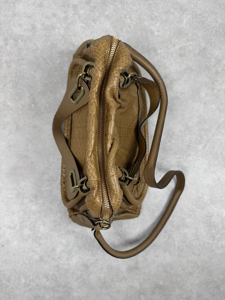Chloe Python Leather Khaki Green Paraty Handle Bag - Image 8