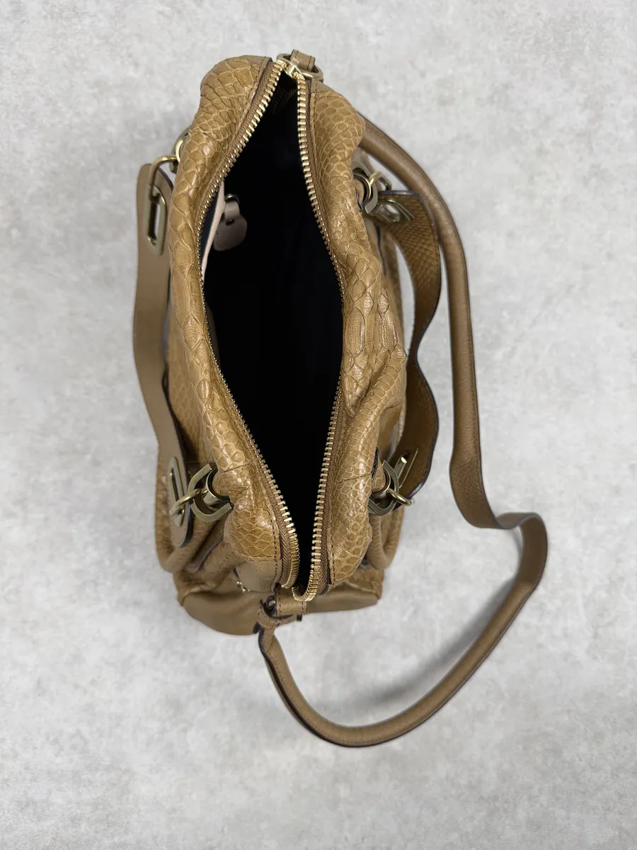 Chloe Python Leather Khaki Green Paraty Handle Bag - Image 9