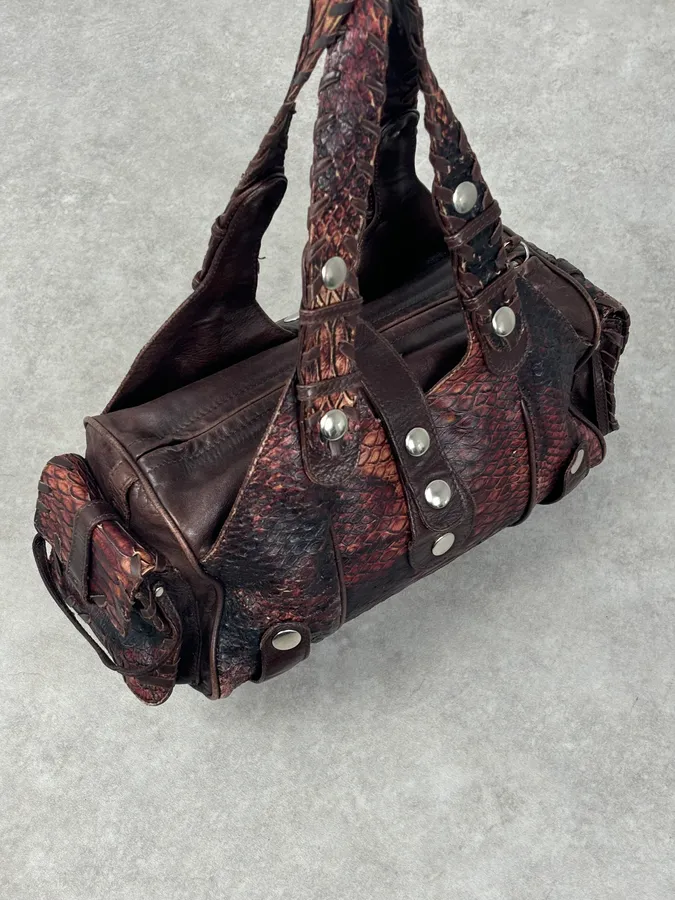 Chloé Red Burgundy Python Leather Silverado Handle Bag - Image 10
