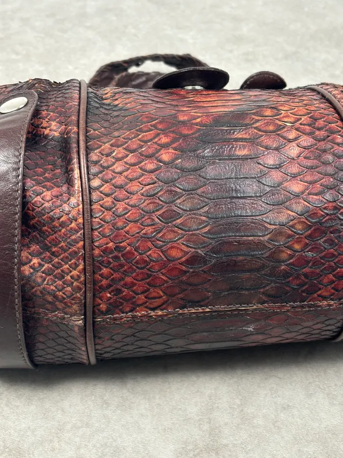 Chloé Red Burgundy Python Leather Silverado Handle Bag - Image 12