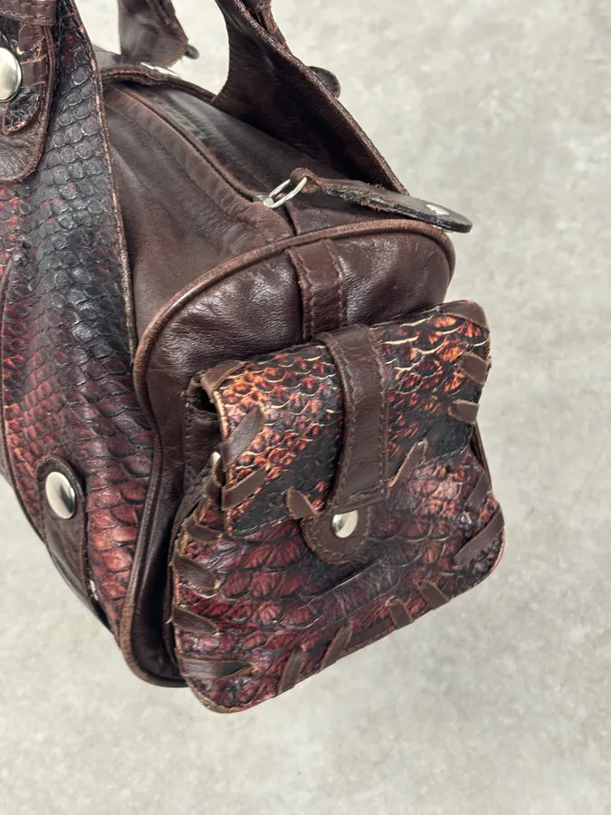 Chloé Red Burgundy Python Leather Silverado Handle Bag - Image 13