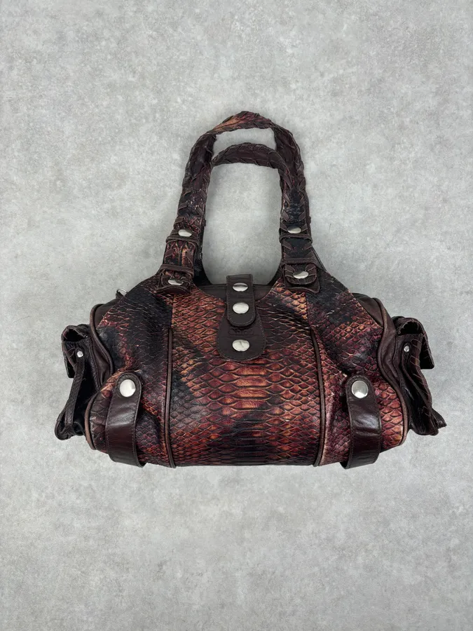 Chloé Red Burgundy Python Leather Silverado Handle Bag - Image 4