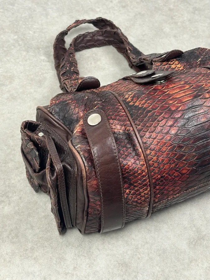 Chloé Red Burgundy Python Leather Silverado Handle Bag - Image 5