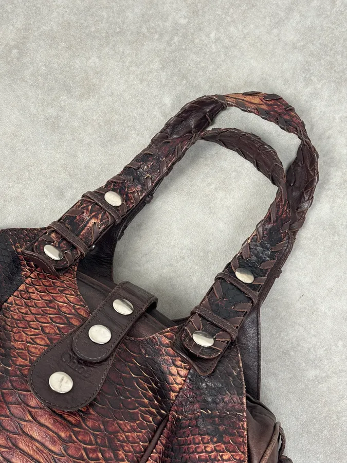 Chloé Red Burgundy Python Leather Silverado Handle Bag - Image 7