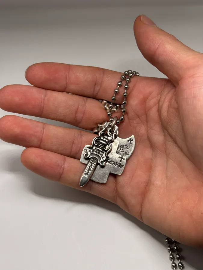 Chrome Hearts 3 Trinkets Silver 925 Necklace - Image 5