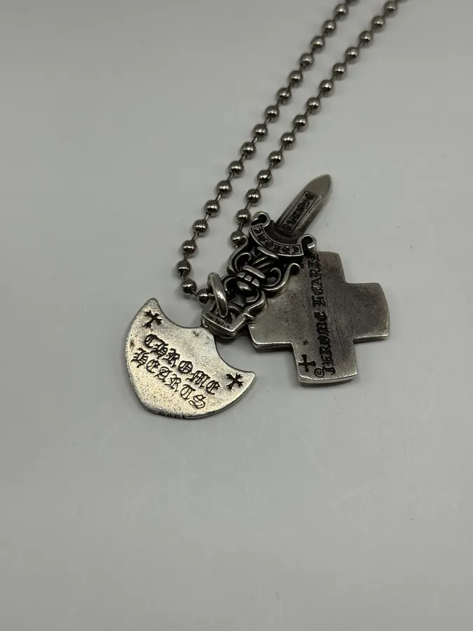 Chrome Hearts 3 Trinkets Silver 925 Necklace - Image 7