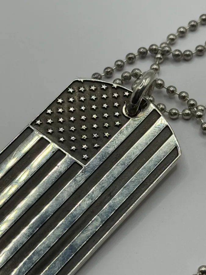 Chrome Hearts America Flag Richard Stark Fuck Dog Tag Necklace - Image 4