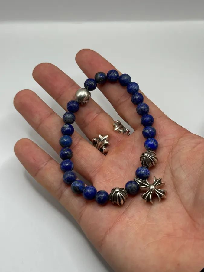 Chrome Hearts Blue Plus Bead Bracelet - Image 9