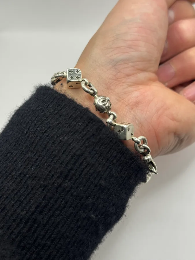 Chrome Hearts Dice & Crossball Silver Bracelet - Image 3