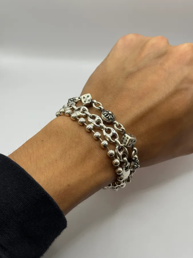 Chrome Hearts Dice & Crossball Silver Bracelet - Image 10