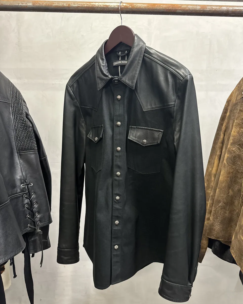 Chrome Hearts Leather Royal Cross Patch Shirt - Image 2