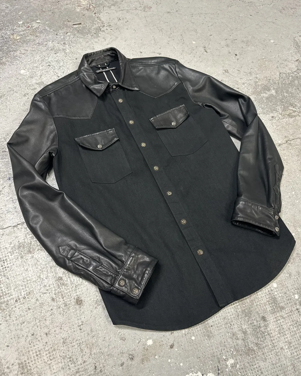 Chrome Hearts Leather Royal Cross Patch Shirt - Image 4