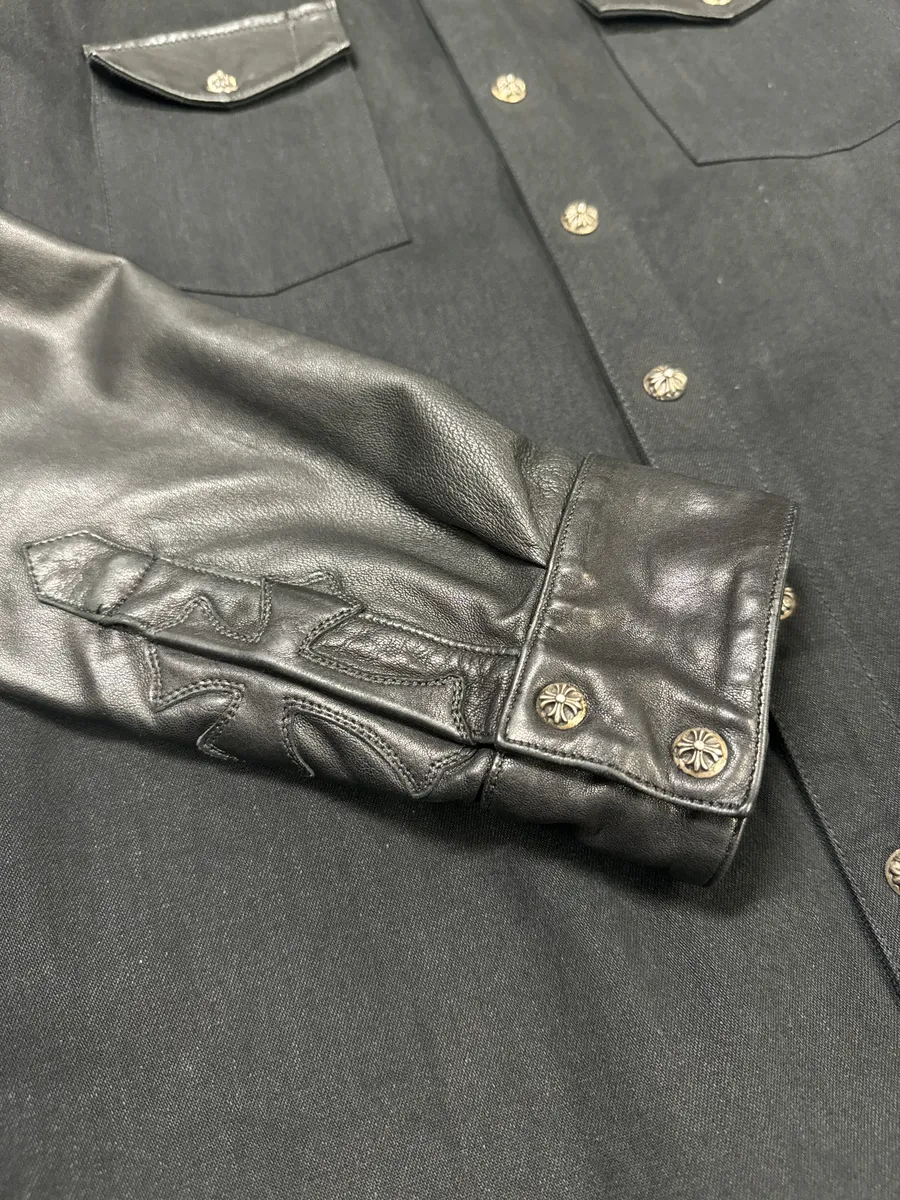 Chrome Hearts Leather Royal Cross Patch Shirt - Image 8