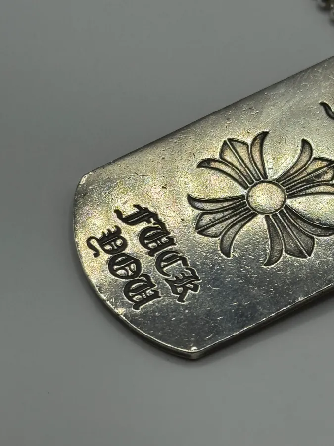Chrome Hearts NYC Fuck You Cross Logo Silver 925 Dog Tag Pendant - Image 9