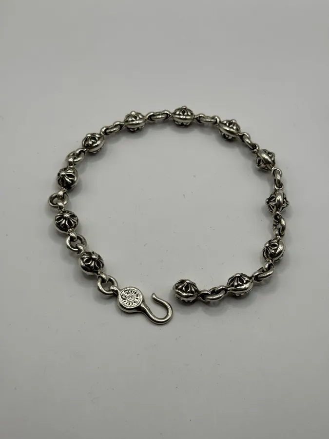 Chrome Hearts Plus Cross Ball 925 Silver Hook Bracelet