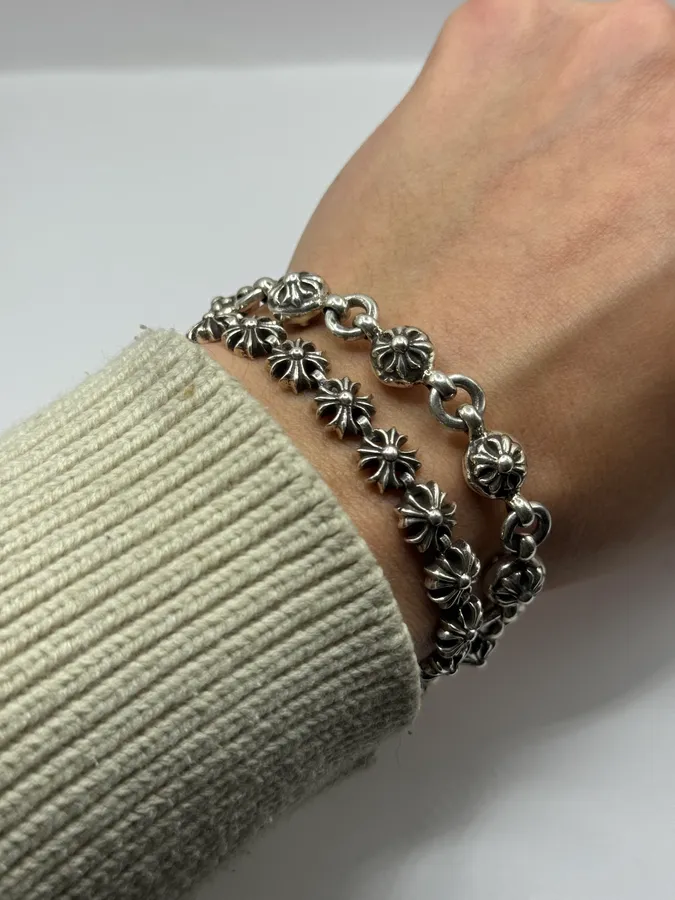 Chrome Hearts Plus Cross Ball 925 Silver Hook Bracelet - Image 2