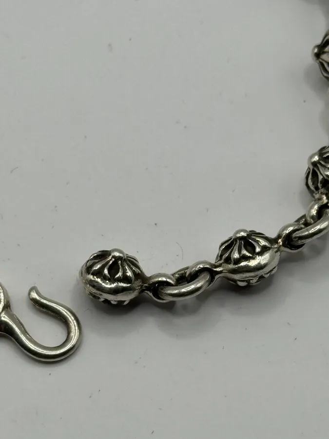 Chrome Hearts Plus Cross Ball 925 Silver Hook Bracelet - Image 5