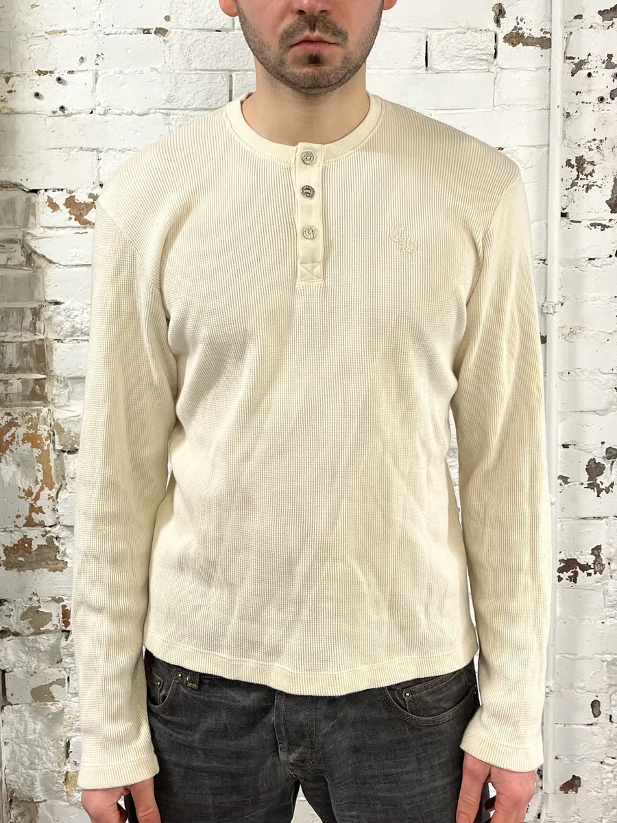 Chrome Hearts Waffle Thermal Henley Beige Longsleeves - Image 2
