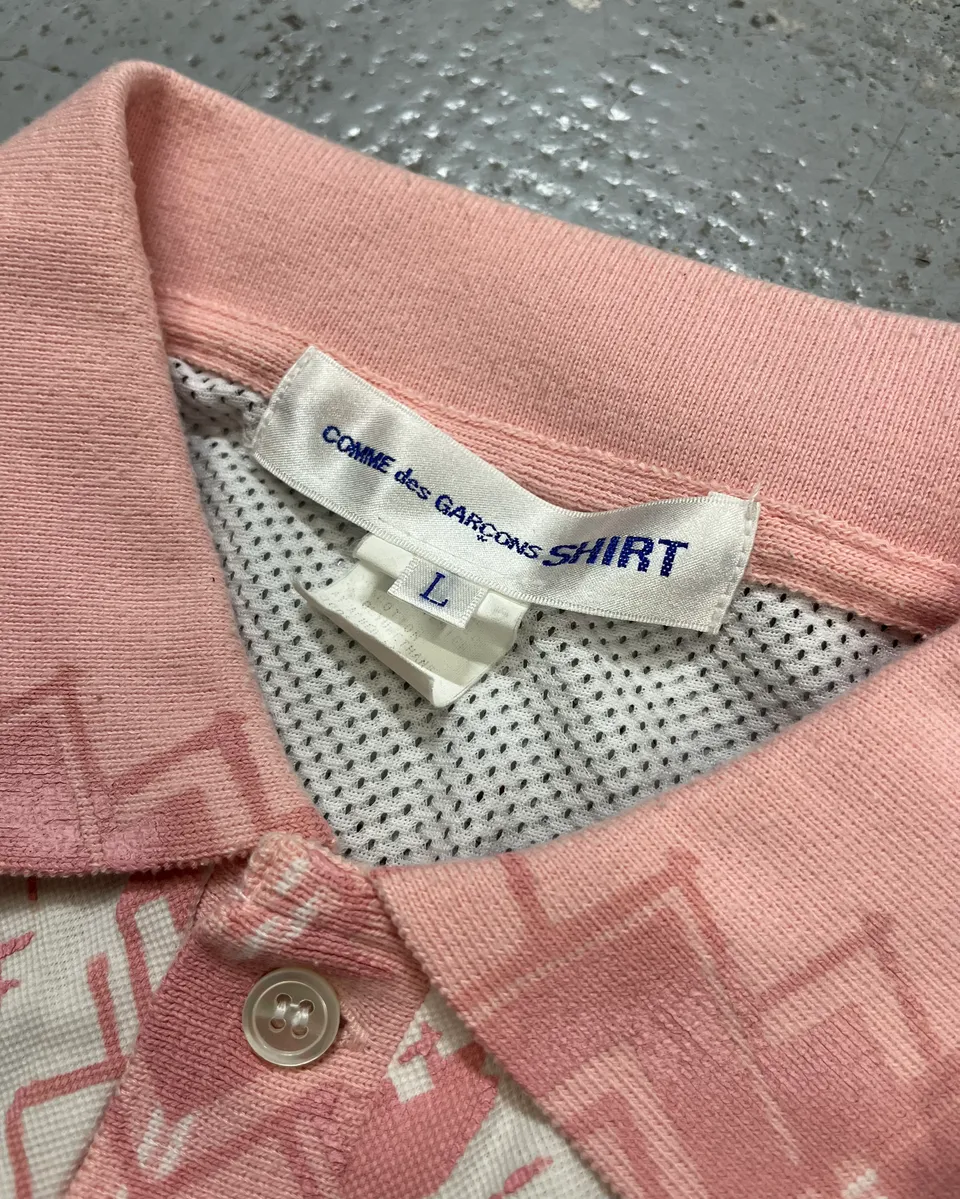 Comme des Garçons Pink Modern 2 Number White Polo - Image 11