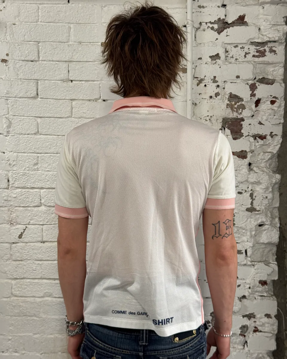Comme des Garçons Pink Modern 2 Number White Polo - Image 3