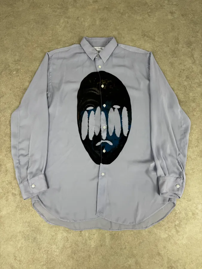 Comme des Garçons Shirt Blue Abstract Face Shirt - Image 3