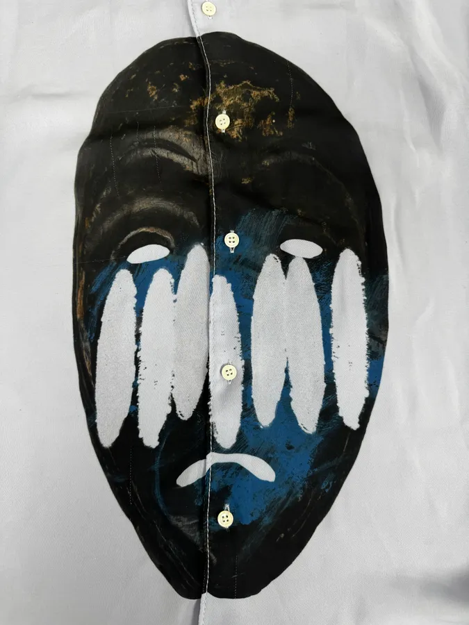 Comme des Garçons Shirt Blue Abstract Face Shirt - Image 8