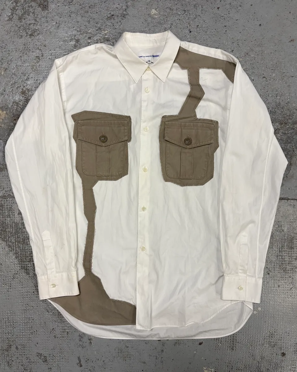 Comme des Garçons White Camo Cargo Irregular Shirt