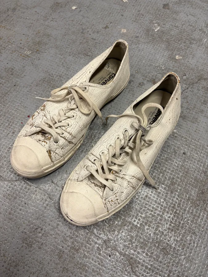 Converse Maison Margiela White Cracked Painted Leather Shoes - Image 3