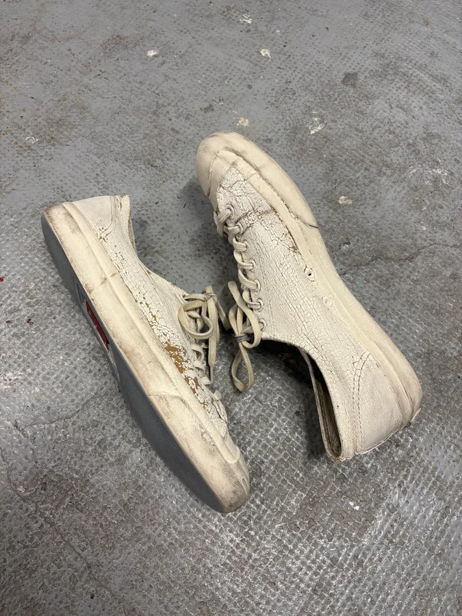 Converse Maison Margiela White Cracked Painted Leather Shoes - Image 6