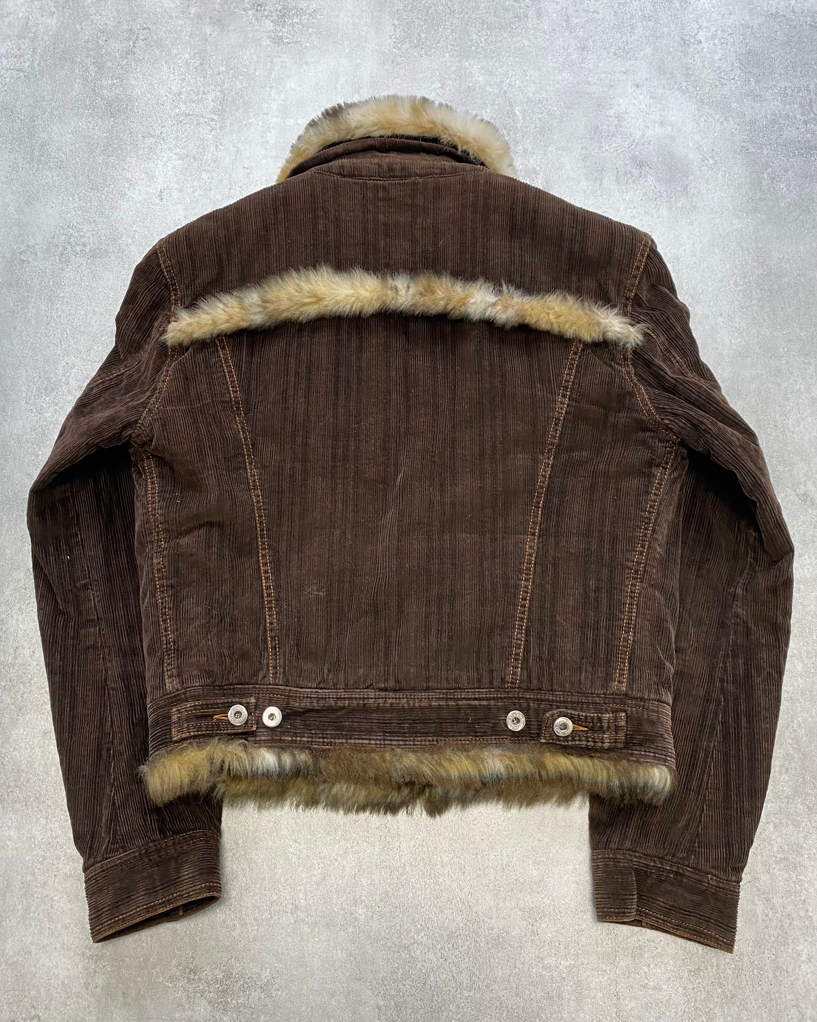 FW2001 Dolce & Gabbana Fur Striped Corduroy Jacket (S/M) - Image 4