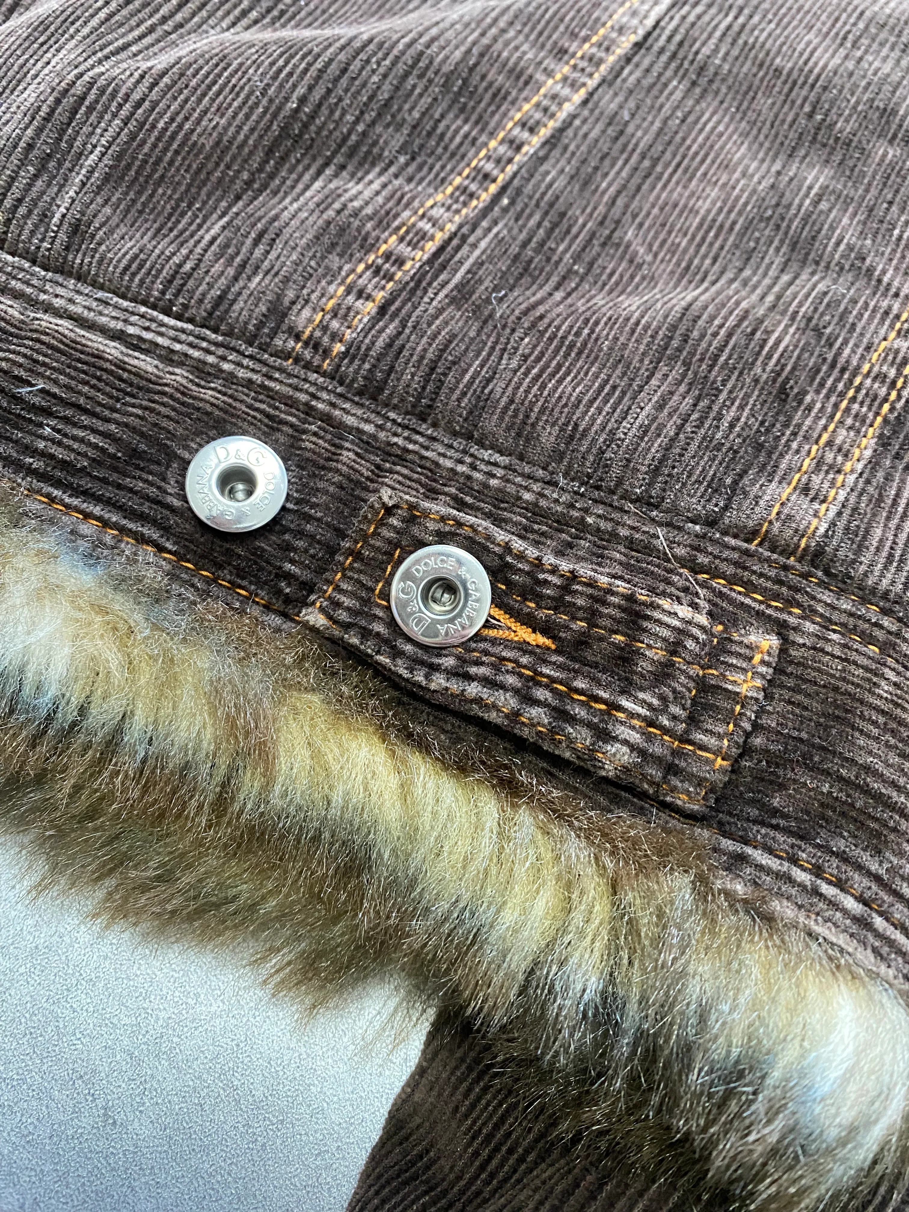 FW2001 Dolce & Gabbana Fur Striped Corduroy Jacket (S/M) - Image 9