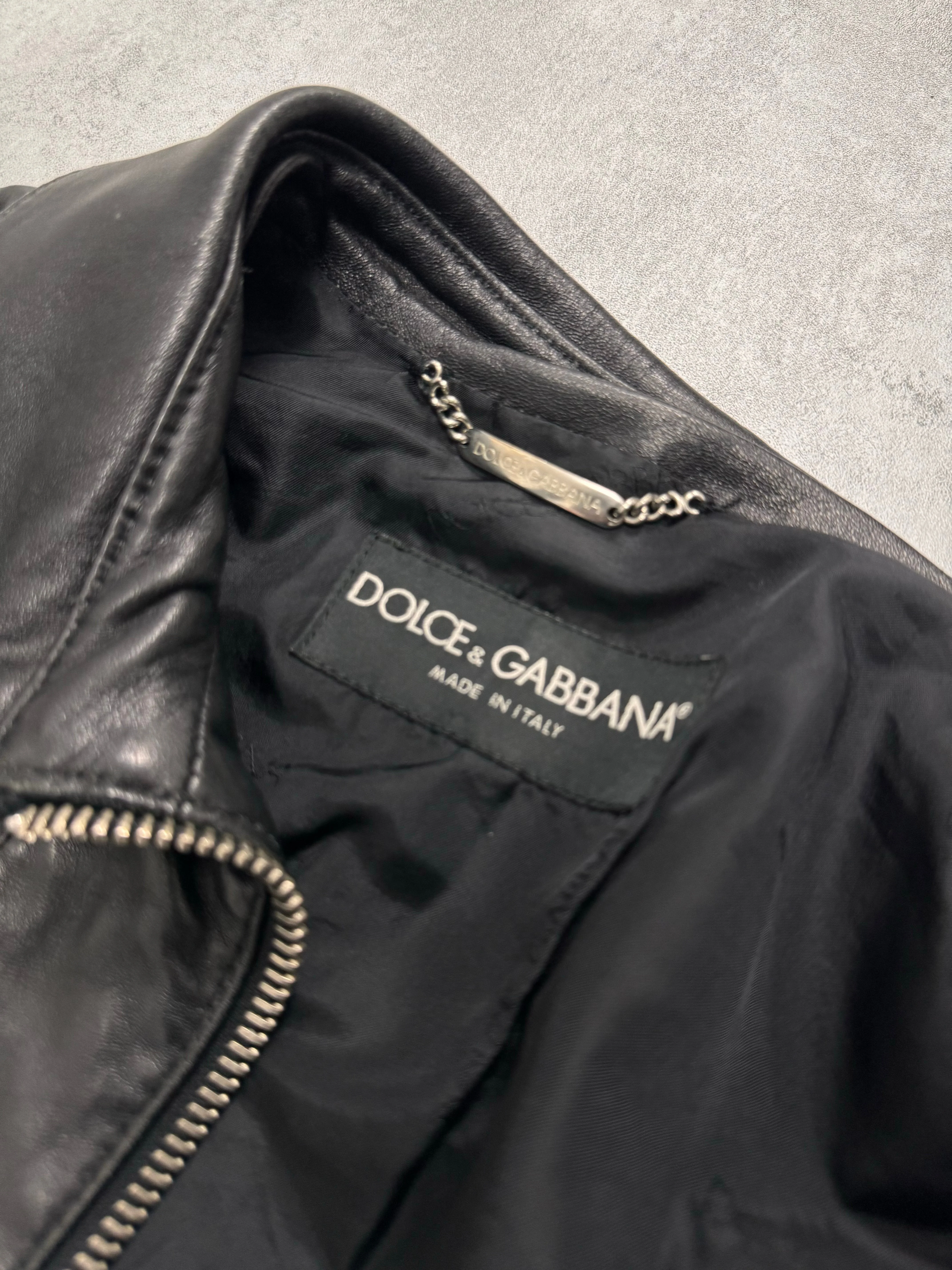 SS2002 Dolce & Gabbana Multi-Zip Cropped Leather Jacket (S/M) - Image 5