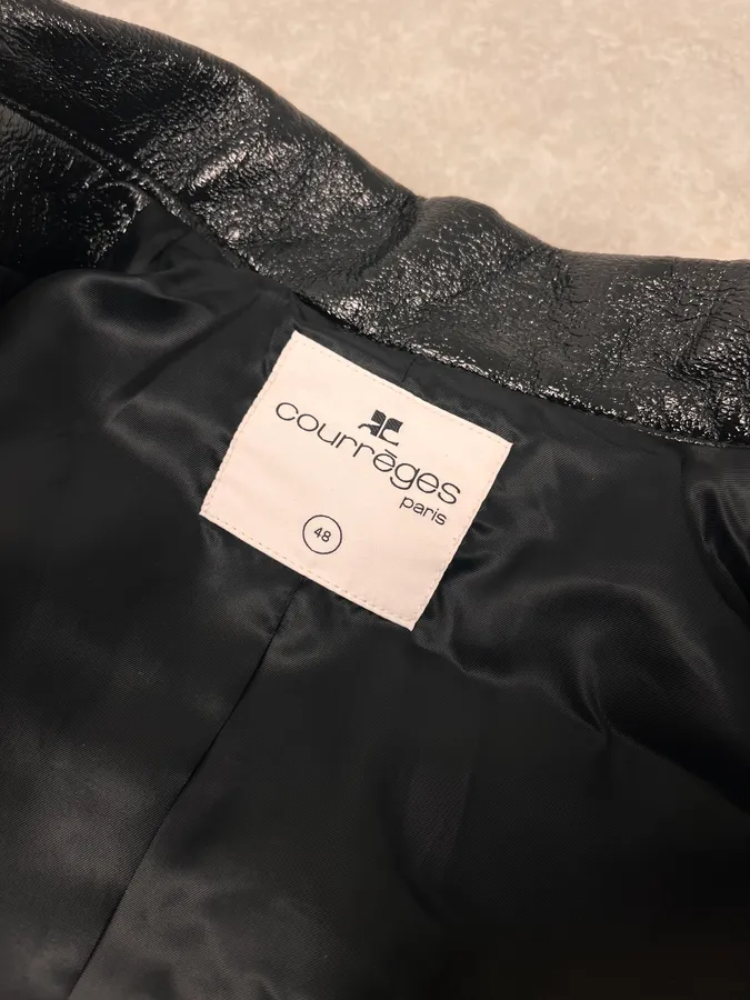 Courreges Black Vinyl Leather Trucker Jacket - Image 9