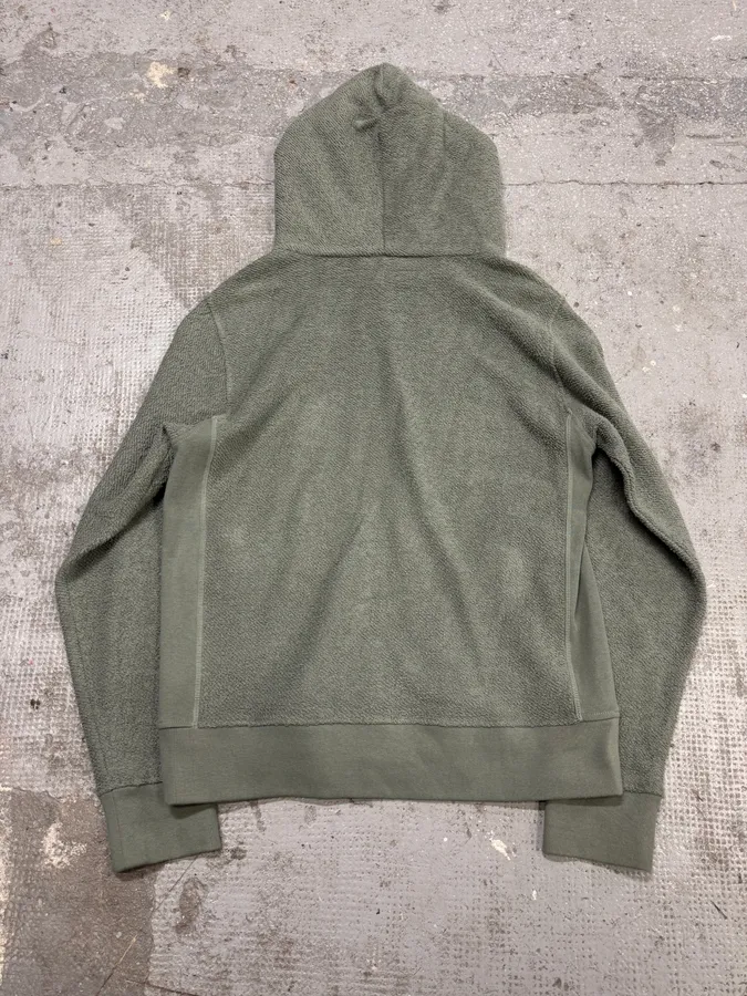Craig Green Olive Ruched Silk Plushed Orange Lining Hoodie - Image 4