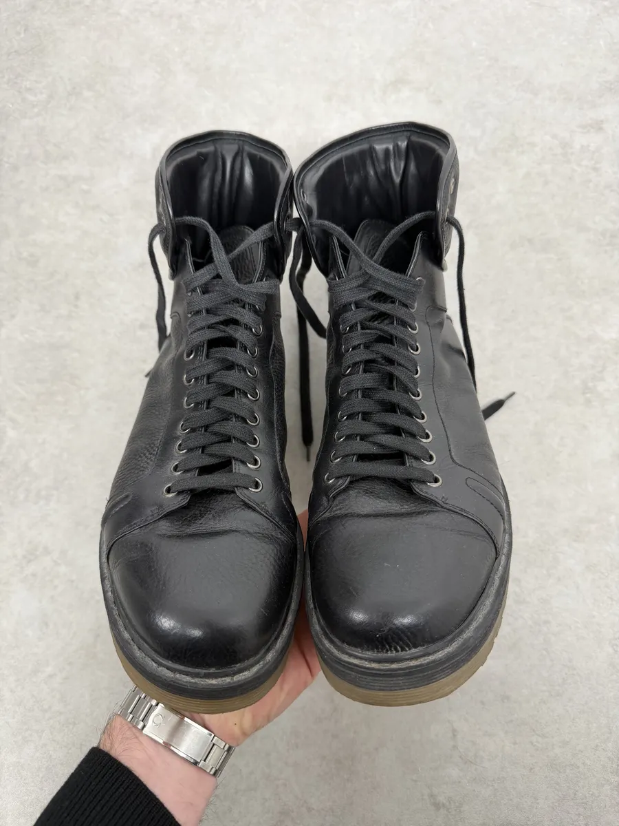 Damir Doma Black Minimalist Leather Combat Boots - Image 5