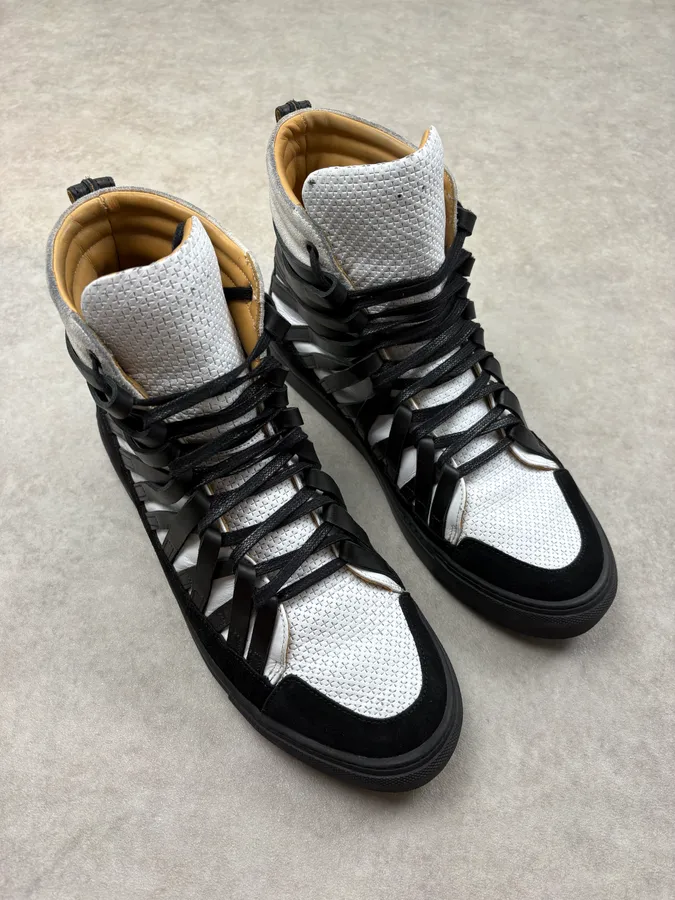 Damir Doma Black & White Mega Laced High Sneakers - Image 4