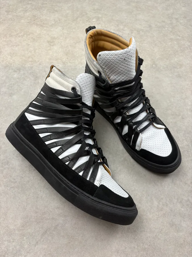 Damir Doma Black & White Mega Laced High Sneakers - Image 5