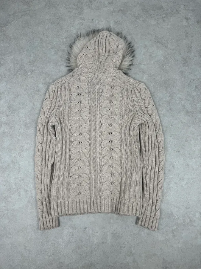 Daniele Alessandrini Beige Torsade Wool Faux Fur Sweater - Image 7