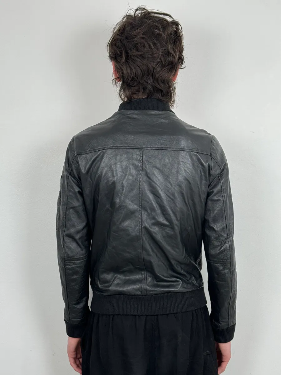 Daniele Alessandrini Black Bomber Leather Jacket - Image 3