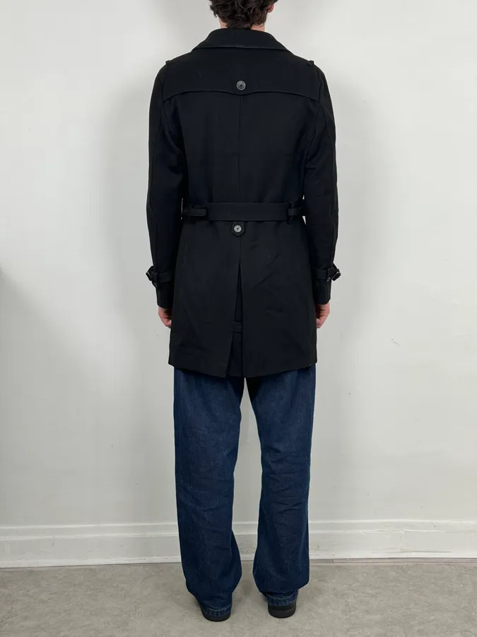 Daniele Alessandrini Black Classy Trench Coat - Image 3