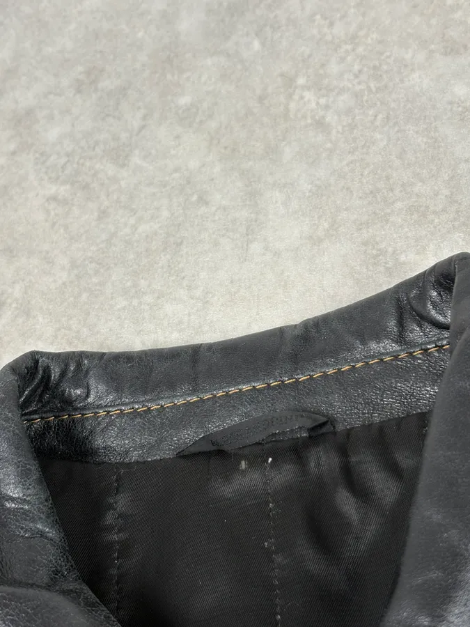 Daniele Alessandrini Black Eroded Leather Jacket - Image 5