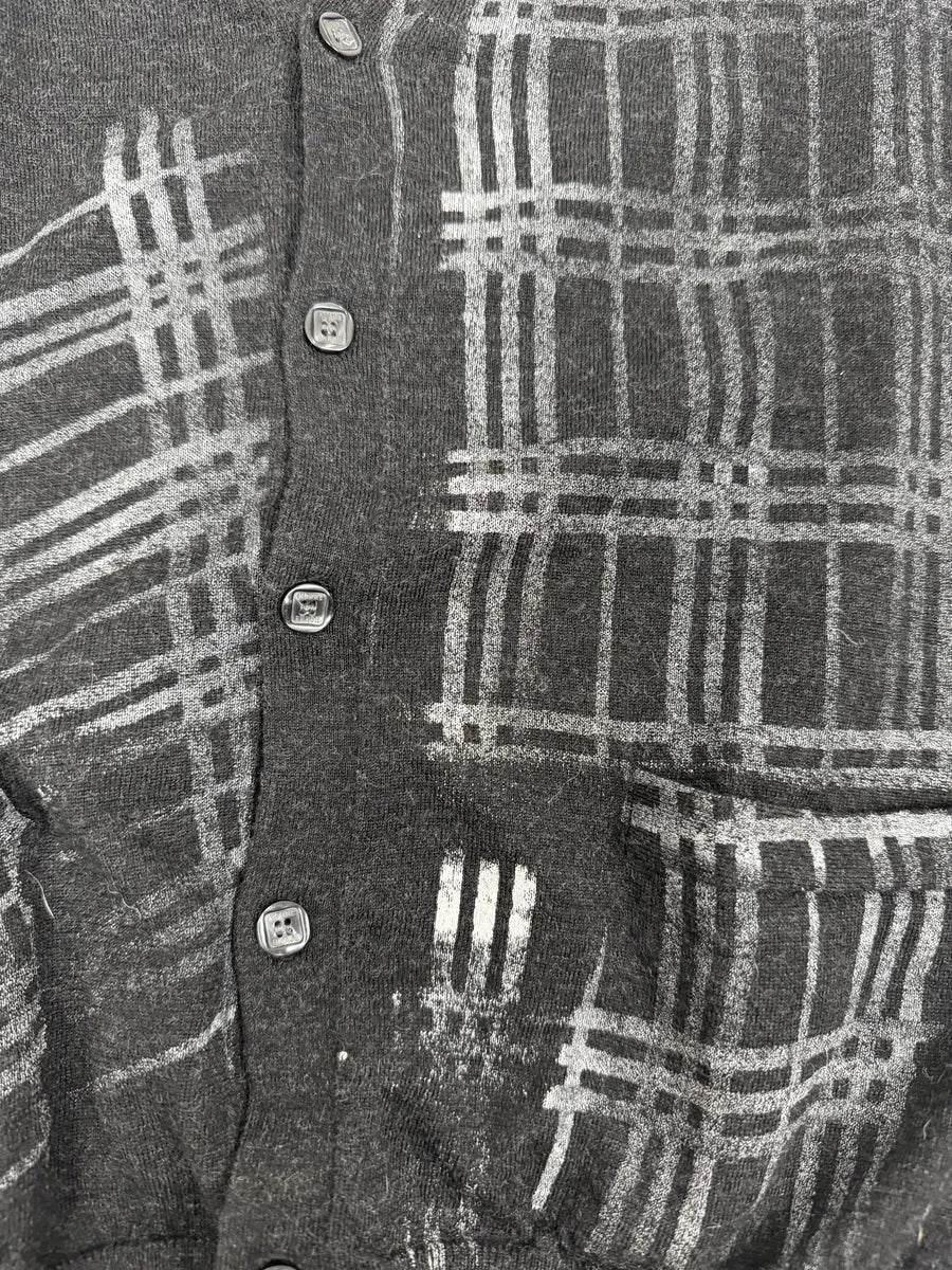 Daniele Alessandrini Black & Grey Wool Geometrical Cardigan - Image 7