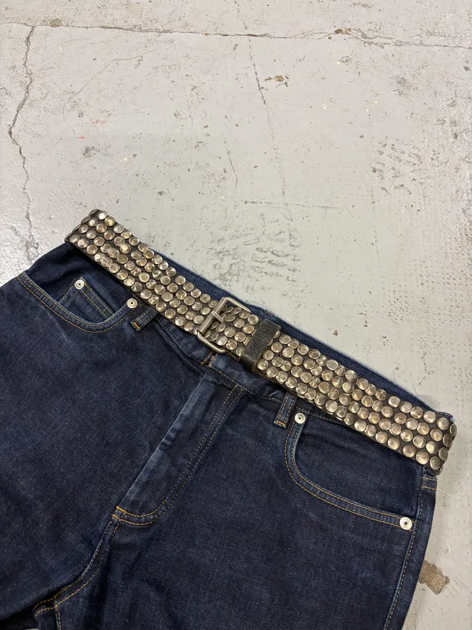Daniele Alessandrini Black Leather Studded Belt