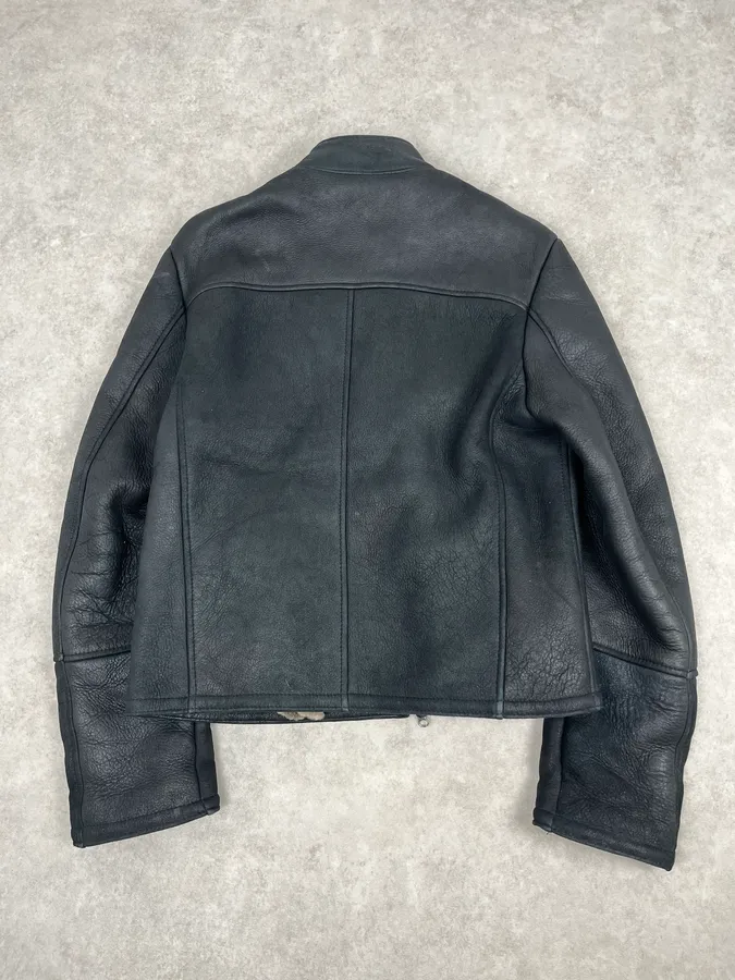 Daniele Alessandrini Black Shearling Lined Suede Leather Jacket - Image 6