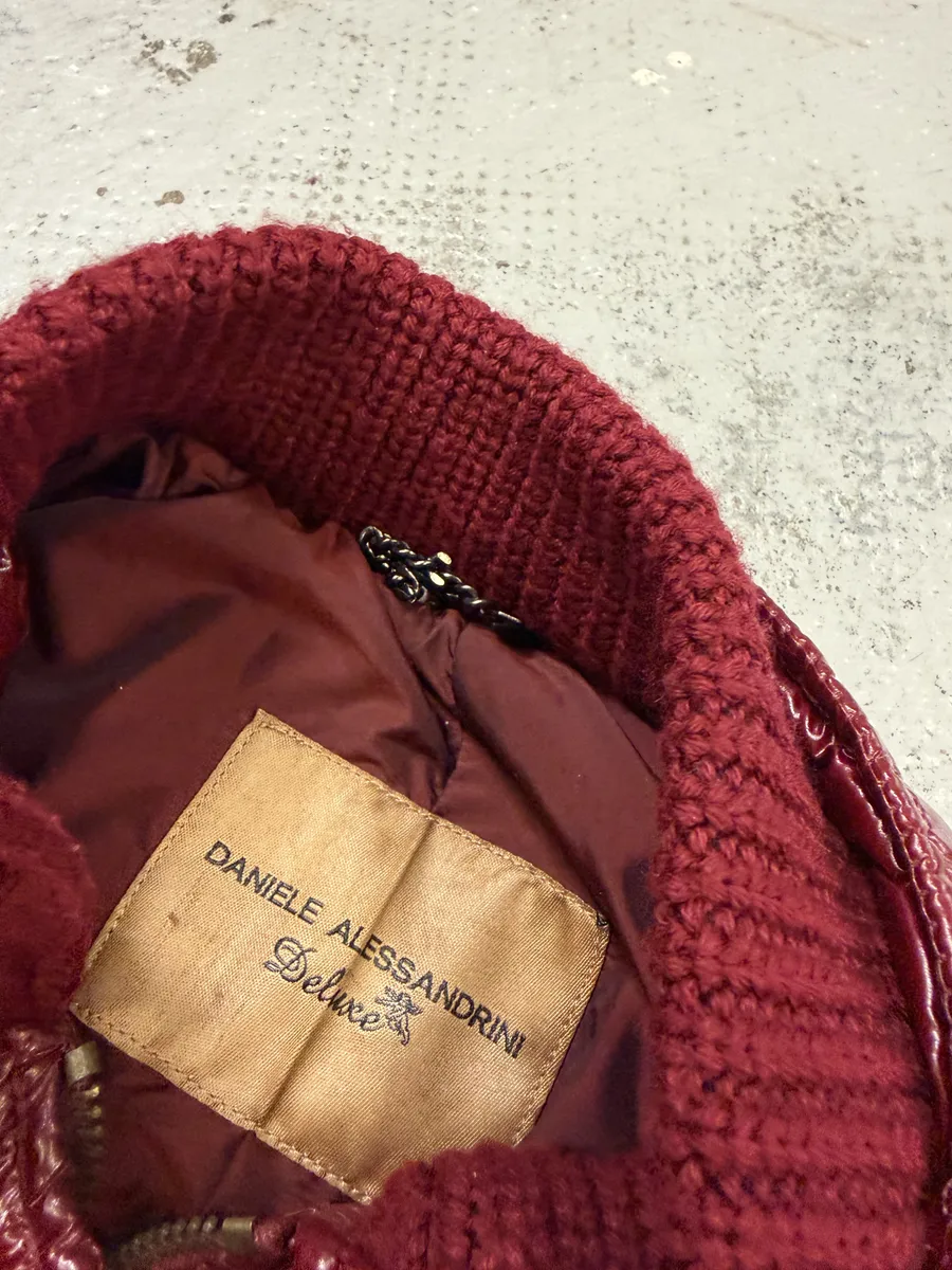 Daniele Alessandrini Bordeaux Red Patent Puffer British Puffer Jacket - Image 9