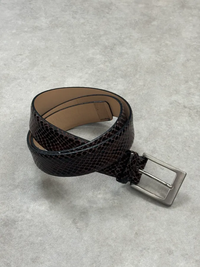 Daniele Alessandrini Brown Leather Belt Crocodile Embossed - Image 10
