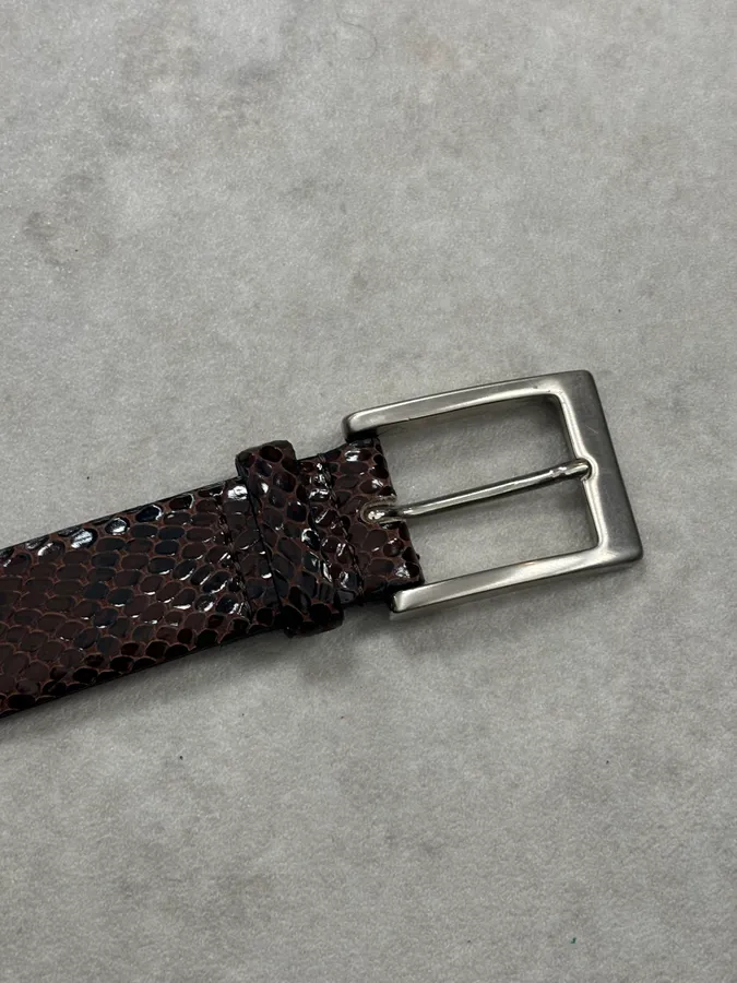 Daniele Alessandrini Brown Leather Belt Crocodile Embossed - Image 7