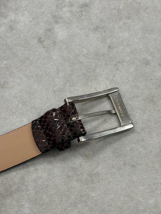 Daniele Alessandrini Brown Leather Belt Crocodile Embossed - Image 8