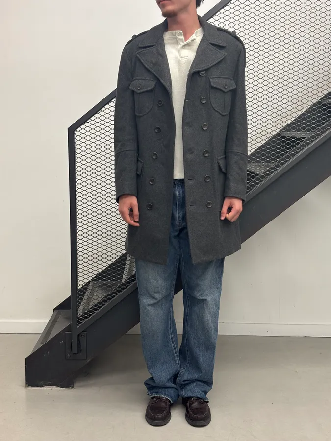 Daniele Alessandrini Buttoned Wool Military Long Coat - Image 2
