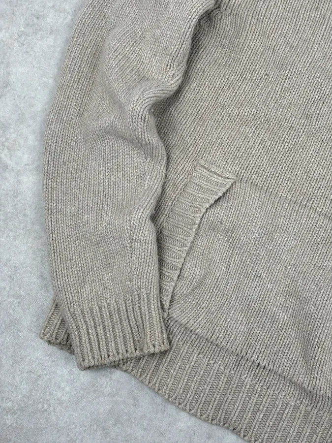 Daniele Alessandrini Camel Beige Wool Hooded Sweater - Image 7